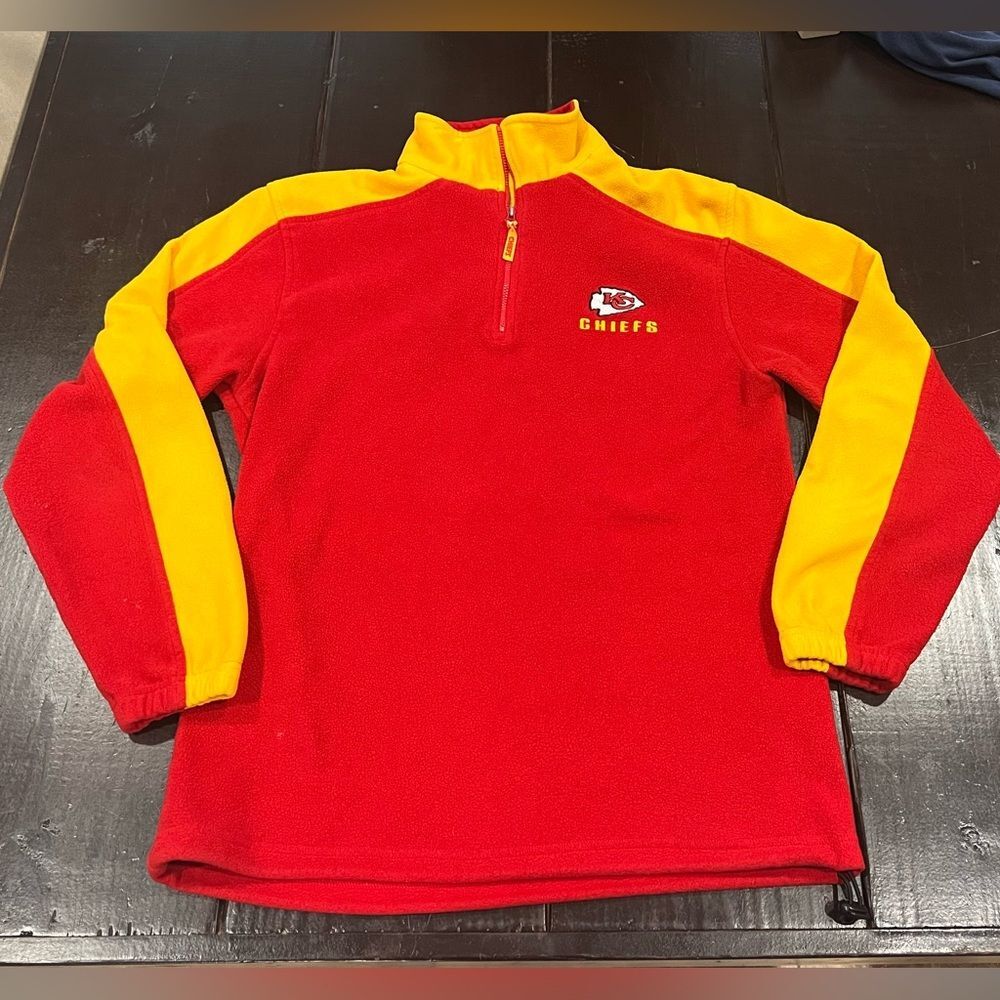 NFL KANSAS CITY CHIEFS PULLOVER  1/4 ZIP 90s No size tag looks Large